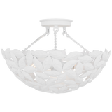 Featuring Kelan Semi Flush Mount Textured White by Visual Comfort at Amethyst Home. The elegant forms of motif leaves give this radiant chandelier a vintage-inspired aesthetic that can instantly elevate any interior with classic appeal.
Overall Dimensions: 16" L x 16" W x 10.125" H. Amethyst Home provides interior design, new construction, custom furniture, and area rugs in the Des Moines metro area