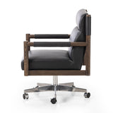 Featuring Levi Bosa Black Desk Chair by Four Hands at Amethyst Home. An Amethyst fave -- the Levi Black Leather Desk Chair is modern yet inviting.  Gorgeous black leather with a sleek side profile, this desk chair will elevate your office.
Overall Dimensions: 22.00"w x 27.00"d x 34.00"hWeight : 41.89 lbsMaterials : Top Grain Leather, Aluminum, Solid Ash. Amethyst Home provides interior design, new construction, custom furniture, and area rugs in the Park City metro area
