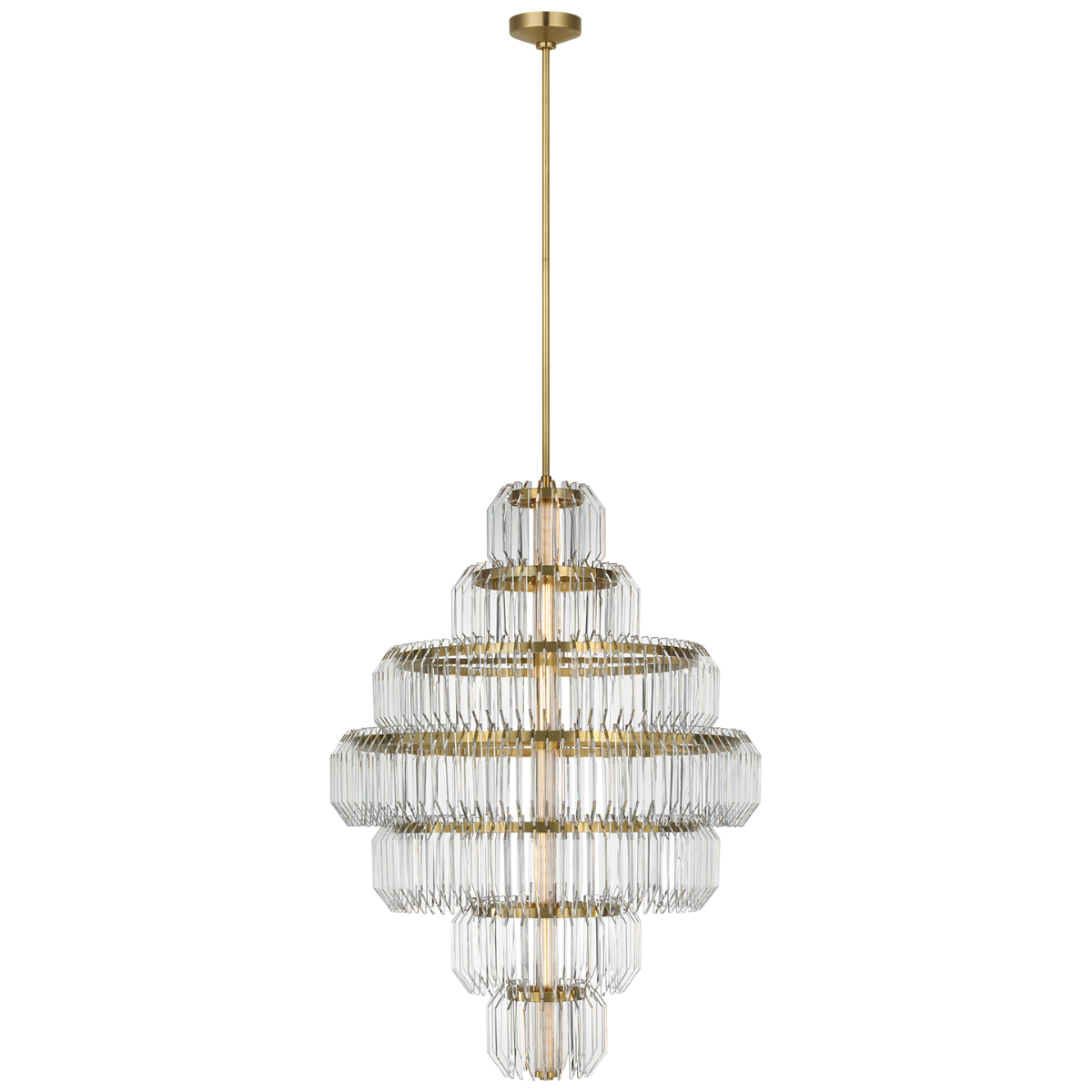 Featuring Killarney 32" Layered Chandelier Natural Brass by Visual Comfort at Amethyst Home. Killarney 32" Layered Chandelier in Natural Brass with Clear Crystal
Overall Dimensions: 32" L x 32" W x 86.75" HWeight: 119 lbs.. Amethyst Home provides interior design, new construction, custom furniture, and area rugs in the Nashville metro area