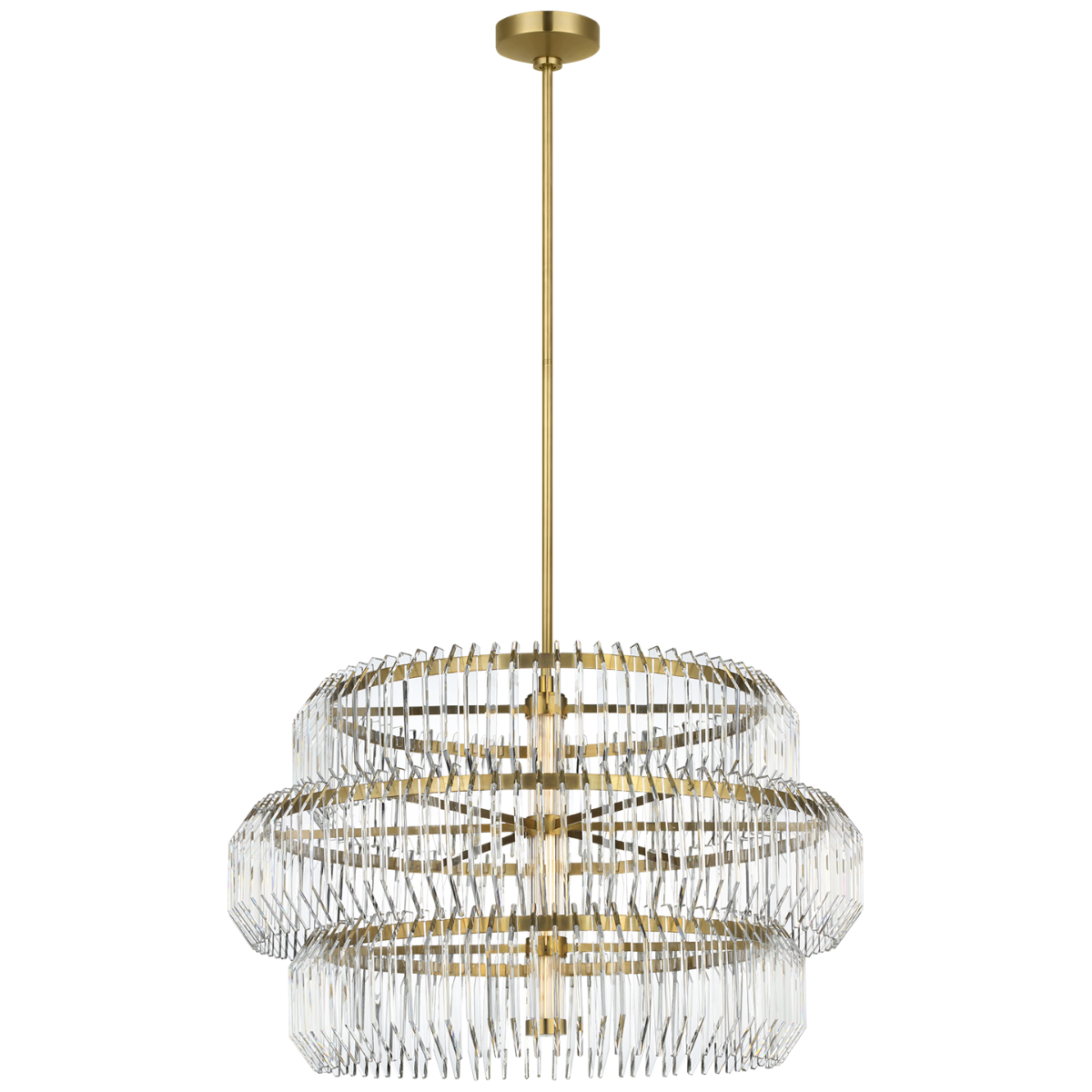 Featuring Killarney 32" Layered Drum Chandelier Natural Brass by Visual Comfort at Amethyst Home. Killarney 32" Layered Drum Chandelier in Natural Brass with Clear Crystal
Overall Dimensions: 32" L x 32" W x 62.5" HWeight: 86 lbs.. Amethyst Home provides interior design, new construction, custom furniture, and area rugs in the Salt Lake City metro area