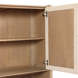 Kiran Small Cabinet - Beige Painted Linen - Sandy Oak Veneer | shipping 12/25/2026