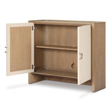 Kiran Small Cabinet - Beige Painted Linen - Sandy Oak Veneer | shipping 12/25/2026
