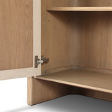 Kiran Small Cabinet - Beige Painted Linen - Sandy Oak Veneer | shipping 12/25/2026