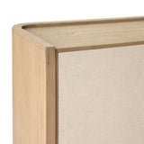 Kiran Small Cabinet - Beige Painted Linen - Sandy Oak Veneer | shipping 12/25/2026
