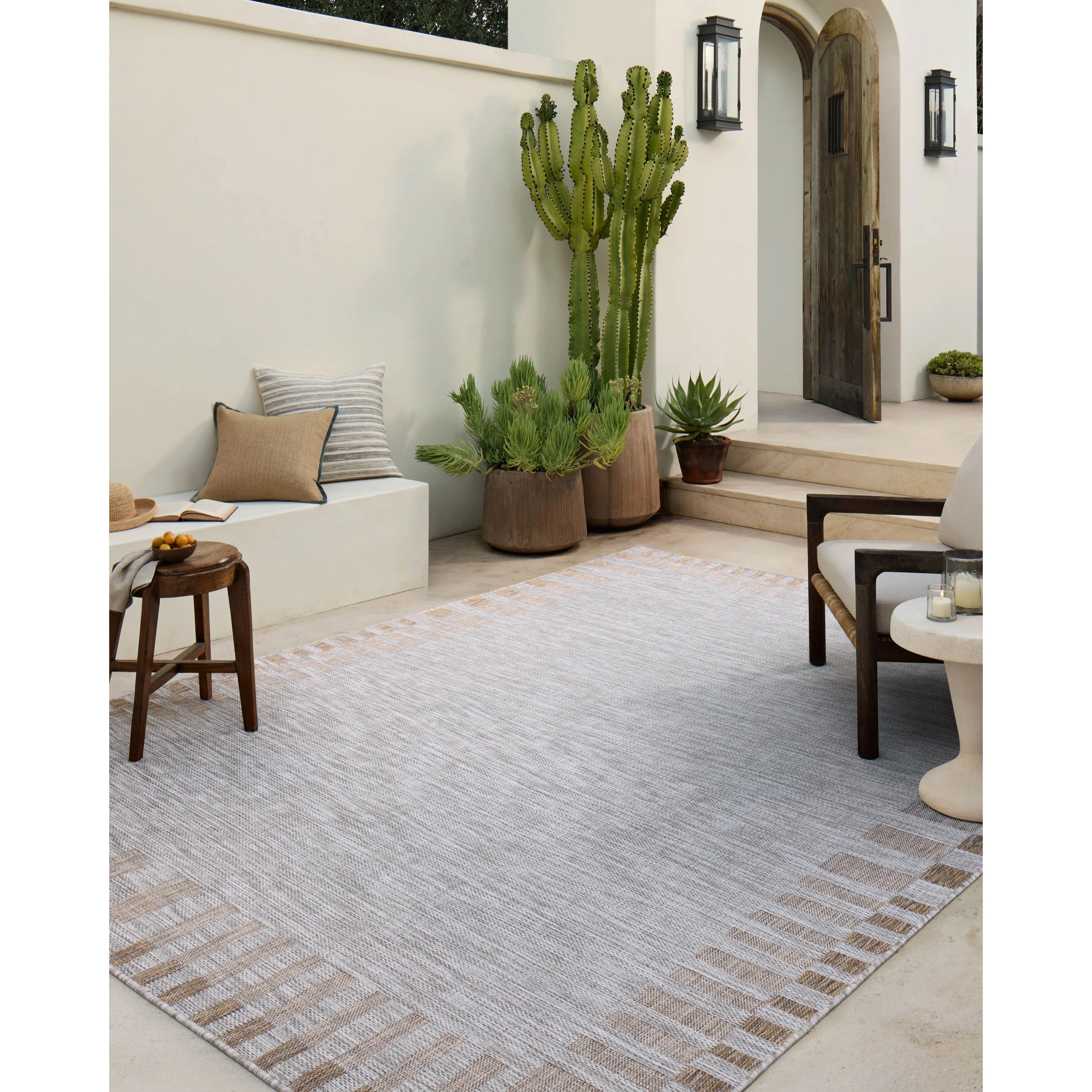 Inspired by the scenic mountain town in California, the Topanga Collection is an indoor/outdoor rug made of durable polypropylene that resembles natural fibers but is much more ready for sun, rain, and high-traffic use. Amethyst Home provides interior design, new home construction design consulting, vintage area rugs, and lighting in the Alpharetta metro area.