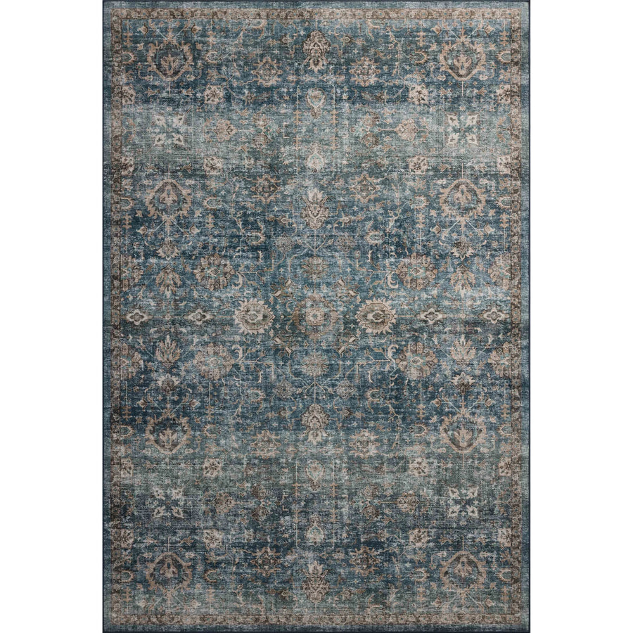 Anniston Machine Washable Lagoon / Natural Rug