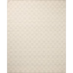 The Knox Ivory / Silver Rug by Brigette Romanek x Loloi is a handwoven area rug with a contemporary checkerboard pattern and a texture reminiscent of a luxurious knit sweater. Made of a blend of wool and cotton that plays with scale and texture, Knox is imbued with cozy luxury that can anchor any room. Amethyst Home provides interior design, new home construction design consulting, vintage area rugs, and lighting in the Houston metro area.