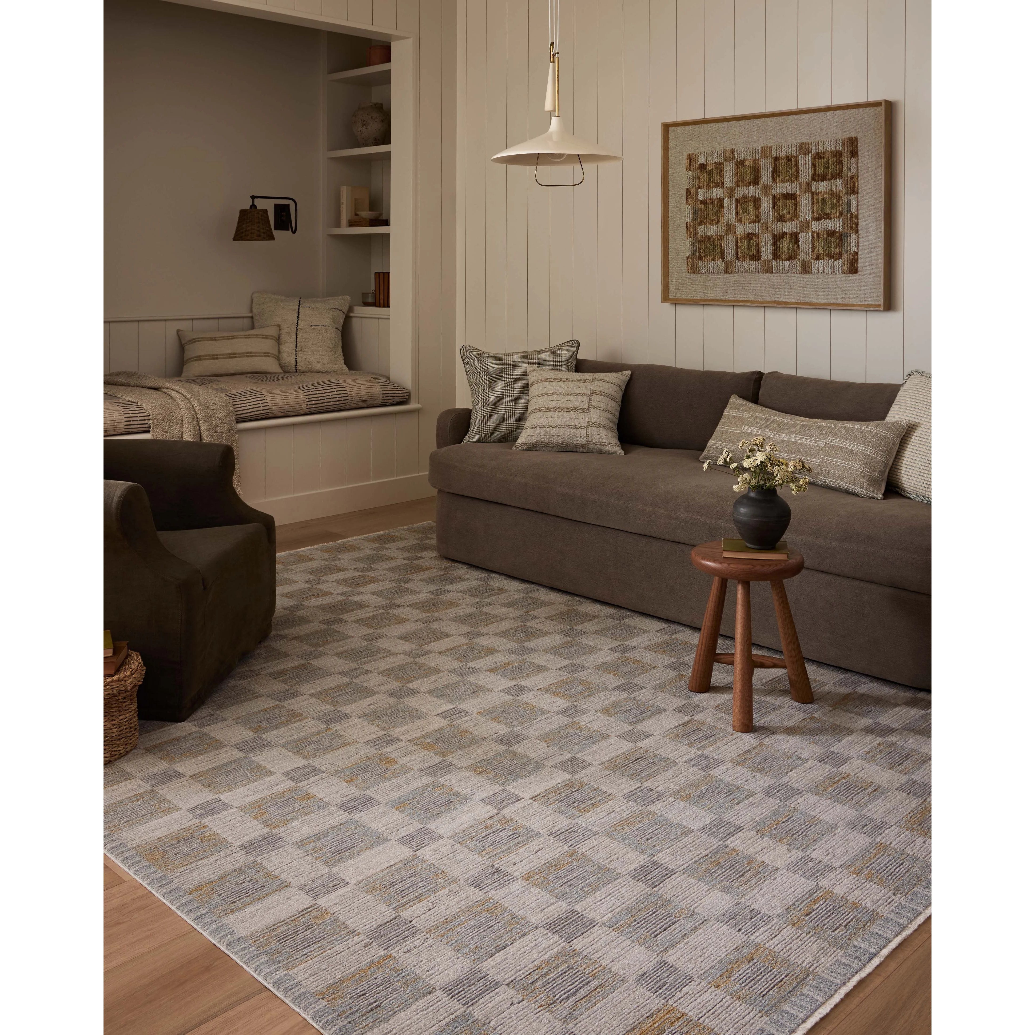 The Cali Collection by Amber Lewis x Loloi is a light-toned area rug with a casual geometric pattern that lends a neutral pattern to any space. Cali is power-loomed of polyester in Turkey for easy-to-clean, no-shed durability in high-traffic areas. This collection is also OEKO-TEX certified, ensuring its materials do not contain harmful substances. Amethyst Home provides interior design, new home construction design consulting, vintage area rugs, and lighting in the Scottsdale metro area.