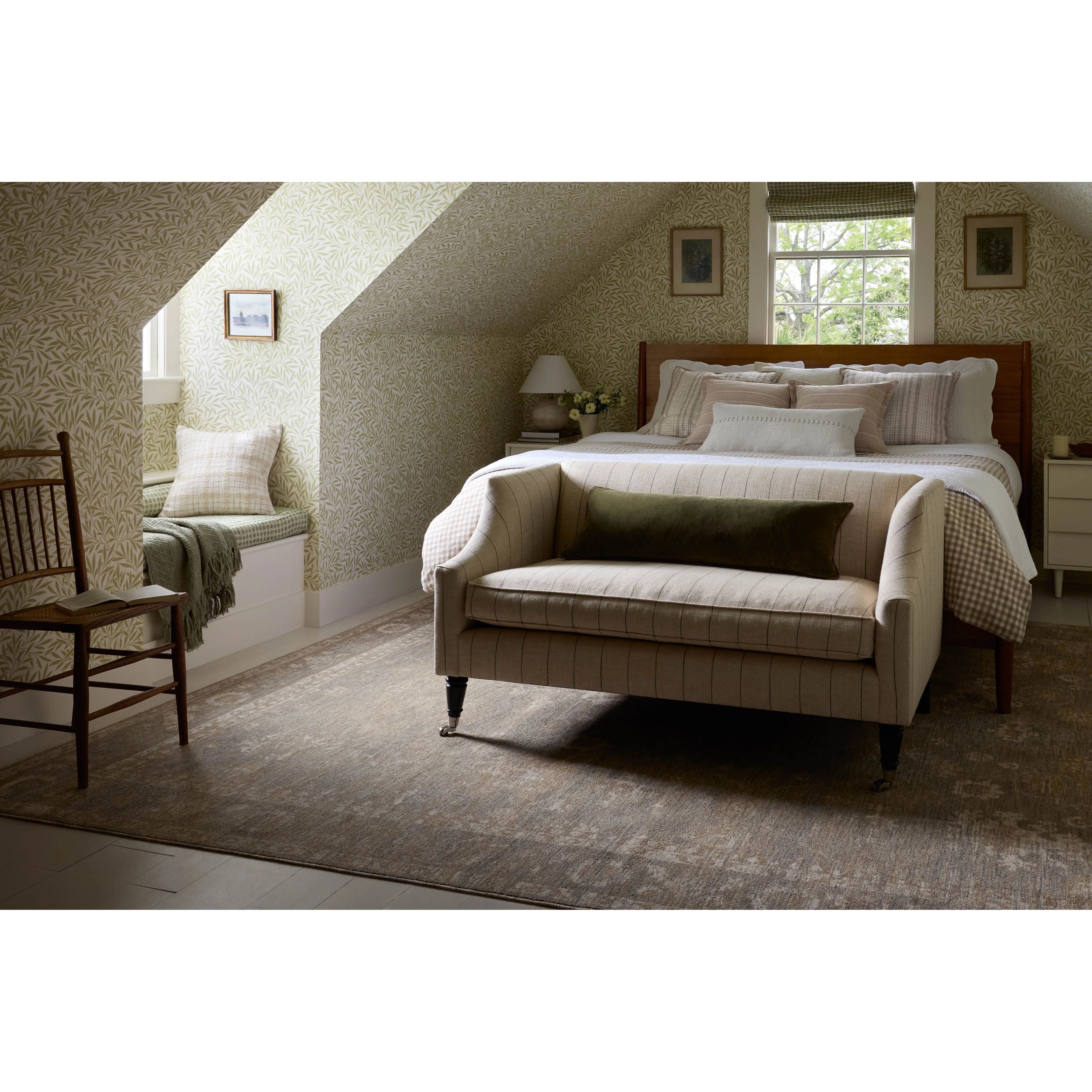 The Louisa Collection is a serene area rug based on beautiful, traditional Turkish designs updated in calm colorways by Chris Loves Julia in collaboration with Loloi. Pale blues, creams, and browns create a sense of softness, but so does the rugs pile, which is made of easy-to-clean, velvety polyester. Amethyst Home provides interior design, new home construction design consulting, vintage area rugs, and lighting in the Newport Beach metro area.