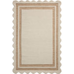 Featuring Chris Loves Julia × Loloi Scottie Ivory / Rust Rug by Loloi at Amethyst Home. The Scottie Collection from Chris Loves Julia x Loloi is a hand-tufted wool area rug with a playful scalloped edge and lower-pile, striped border for a touch of structure. The rugs overall pile is thick and plush, available in easygoing earth tones and neutral colorways.. Amethyst Home provides interior design, new home construction design consulting, vintage area rugs, and lighting in the San Diego metro area.