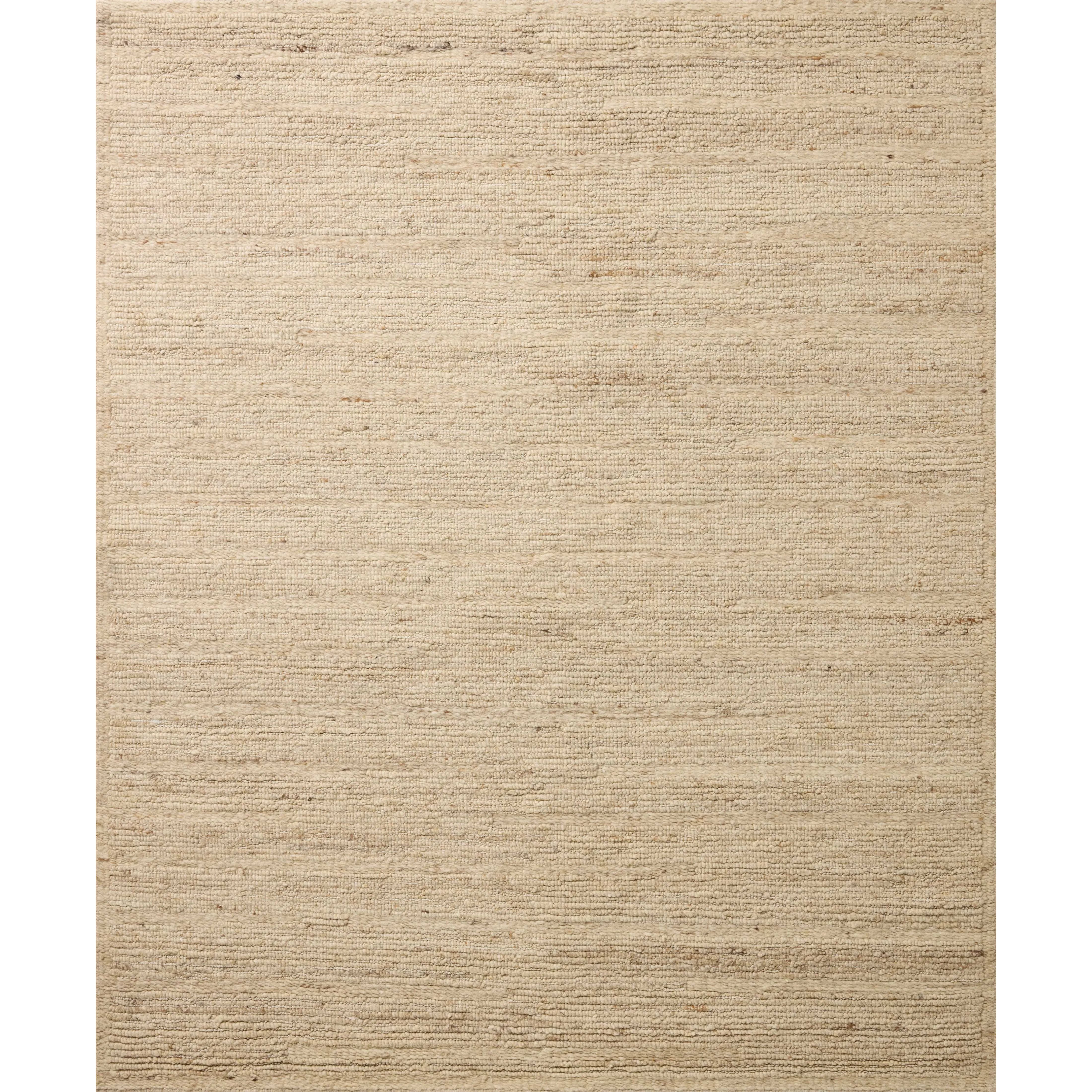 The Lennox Collection by Leanne Ford x Loloi is a statement area rug made with natural undyed wool that reveals subtle color differentiation in creamy neutral tones. The rug is hand-woven with a labor-intensive soumak weave, alternating rows of thick and thin looped yarns for an organic, inviting texture. Amethyst Home provides interior design, new home construction design consulting, vintage area rugs, and lighting in the Miami metro area.