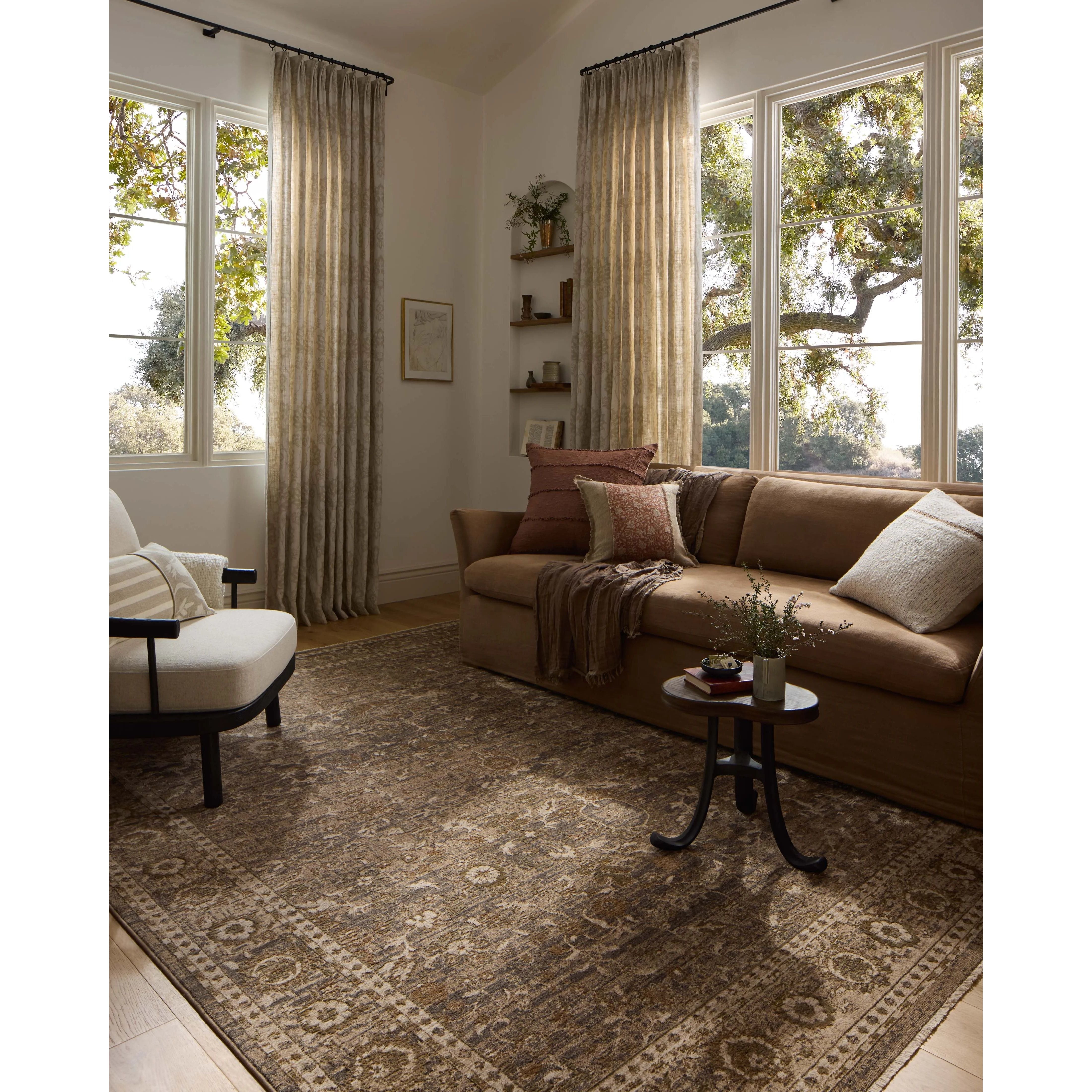The Haywood Collection is an easy-to-clean, earth-toned area rug with a subtly distressed traditional design. Haywood is power-loomed of polyester in Turkey, a durable area rug for a living room, bedroom, dining room, or other high-traffic spaces. Amethyst Home provides interior design, new home construction design consulting, vintage area rugs, and lighting in the Omaha metro area.