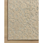 The Prudence Collection is a hand-tufted area rug made of soft, space-dyed wool and cotton, which lends a subtle gradation of color throughout the floral design. The rugs background is low-looped, while the pattern is made with a chunky, higher loop to create even more depth in this sophisticated design. Amethyst Home provides interior design, new home construction design consulting, vintage area rugs, and lighting in the Washington metro area.