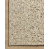 The Prudence Collection is a hand-tufted area rug made of soft, space-dyed wool and cotton, which lends a subtle gradation of color throughout the floral design. The rugs background is low-looped, while the pattern is made with a chunky, higher loop to create even more depth in this sophisticated design. Amethyst Home provides interior design, new home construction design consulting, vintage area rugs, and lighting in the Washington metro area.