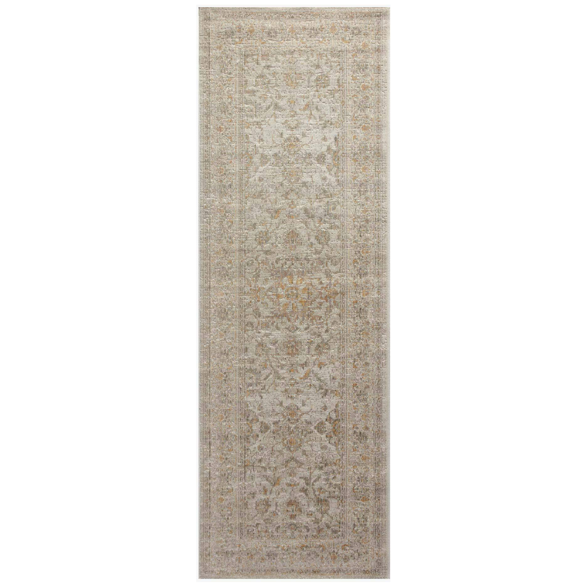 Durable, low pile, and soft, this rug is inspired by classic vintage and antique rugs. The Rosemarie Chris Loves Julia Ivory / Natural ROE-02 rug from Loloi features a beautiful vintage pattern and patina. The rug is easy to clean, never sheds, and perfect for living rooms, dining rooms, hallways, and kitchens!