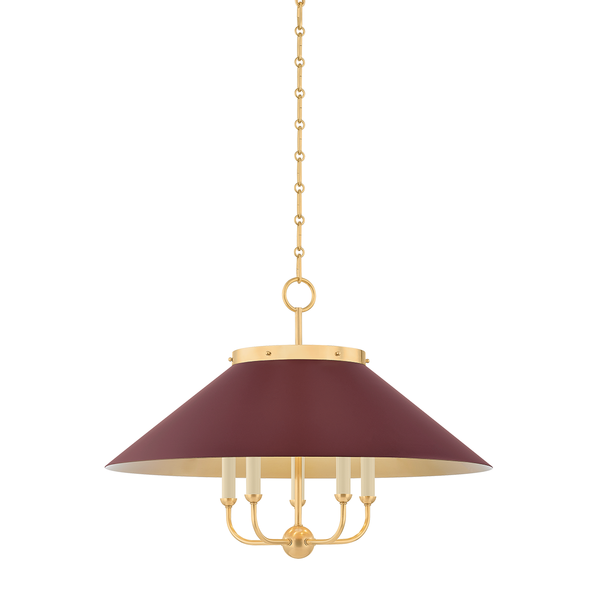 Clivedon Chandelier - Aged Brass/Soft Crimson | ready to ship!