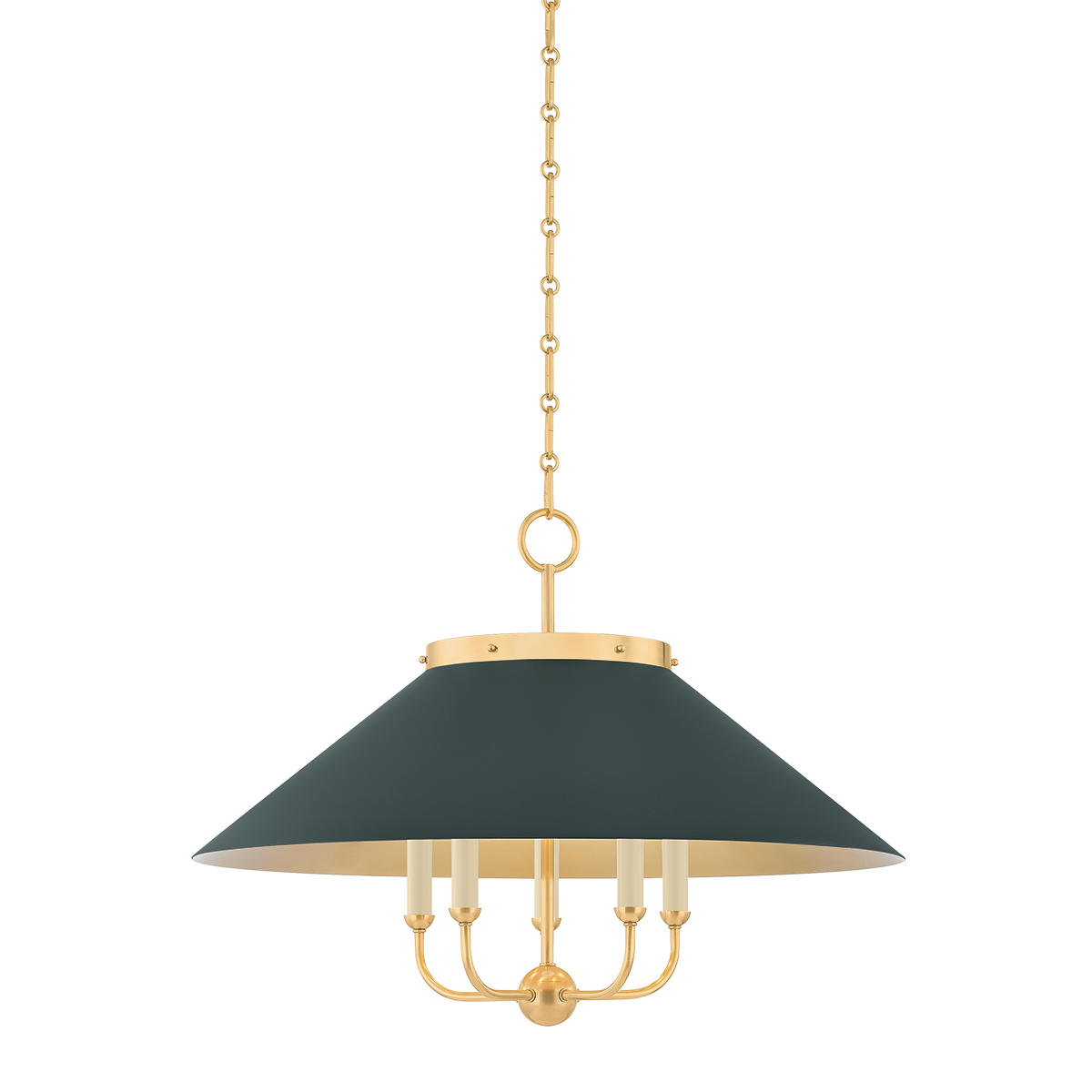 Clivedon Chandelier - Aged Brass/Soft Studio Green | ready to ship!