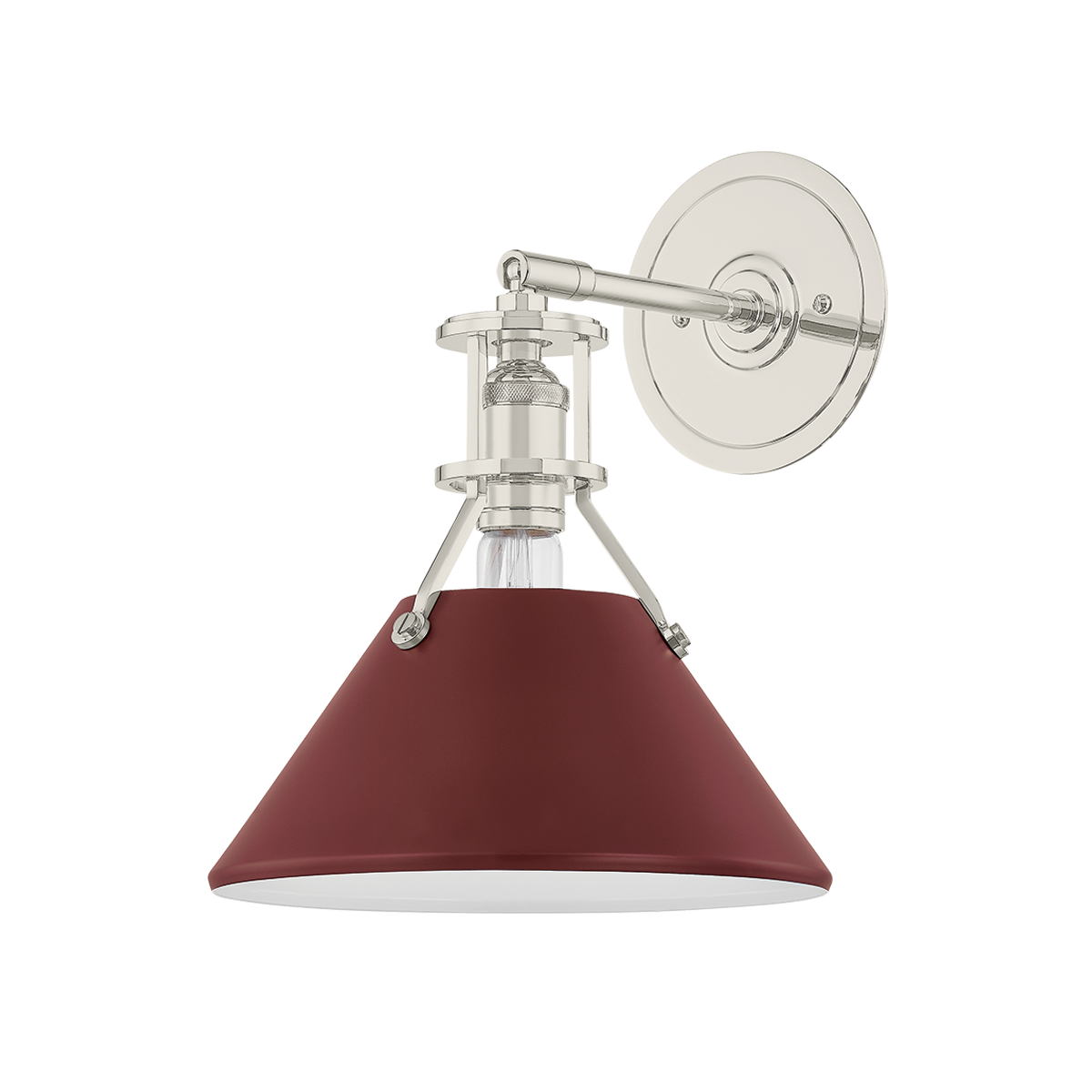 Painted No. 2 Wall Sconce - Polished Nickel/Soft Crimson | ready to ship!
