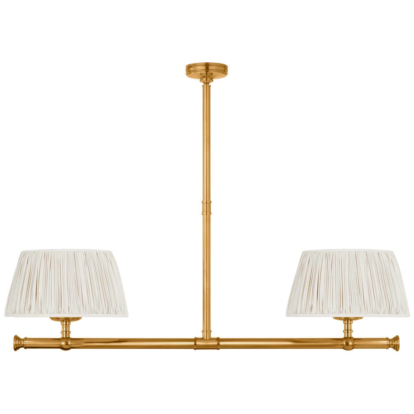 Featuring Marion 56" Linear Chandelier Antique-Burnished Brass by Visual Comfort at Amethyst Home. Indulge your space with the luxurious Marion Chandelier. This stunning 56" linear chandelier is crafted from antique-burnished brass, making it a timeless and elegant addition to any room. Let its warm glow and exquisite design elevate your space into a work of art.
Overall Dimensio. Amethyst Home provides interior design, new construction, custom furniture, and area rugs in the Washington metro area