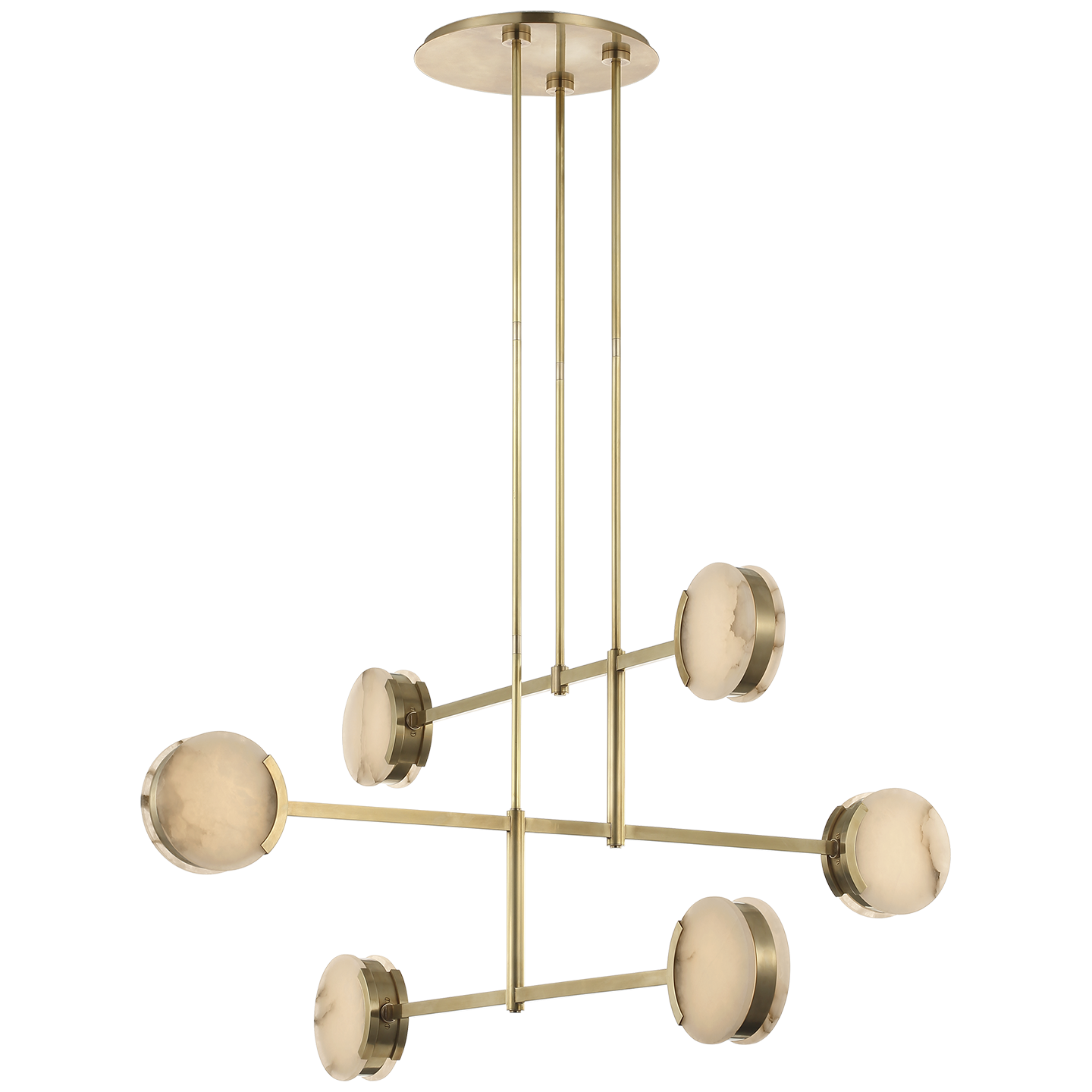 Featuring Melange 54" Multi-Positional Chandelier Antique-Burnished Brass by Visual Comfort at Amethyst Home. Melange 54" Multi-Positional Chandelier in Antique-Burnished Brass with Alabaster
Overall Dimensions: 54" L x 54" W x 65.5" HWeight: 56 lbs.. Amethyst Home provides interior design, new construction, custom furniture, and area rugs in the Calabasas metro area