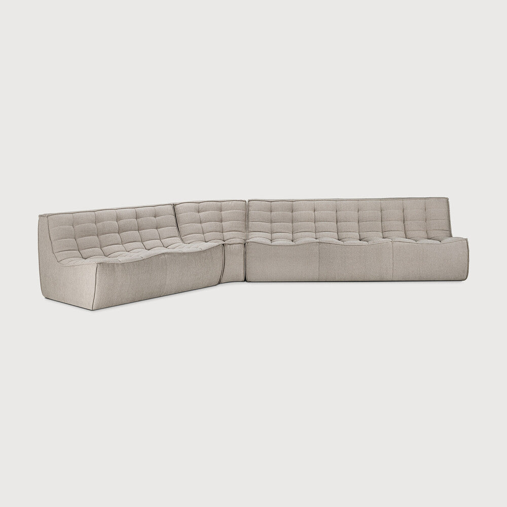 Featuring N701 Ecru 45° Round Corner Modular Sofa Piece by Ethnicraft at Amethyst Home. The N701 sofa is an inviting design that oozes comfort and relaxation. By combining the different modules and sizes, you have unlimited possibilities when it comes to creating your own unique setting.Weight : 30 lbs Dimensions: 39" W x 33" L x 30" H. Amethyst Home provides interior design, new construction, custom furniture, and area rugs in the Calabasas metro area