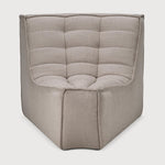 Featuring N701 Ecru 45° Round Corner Modular Sofa Piece by Ethnicraft at Amethyst Home. The N701 sofa is an inviting design that oozes comfort and relaxation. By combining the different modules and sizes, you have unlimited possibilities when it comes to creating your own unique setting.Weight : 30 lbs Dimensions: 39" W x 33" L x 30" H. Amethyst Home provides interior design, new construction, custom furniture, and area rugs in the Nashville metro area