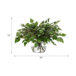 Create a luxurious atmosphere with this green Birch Leaf, housed in a glass vase. At 15", this piece captures the natural beauty of each petal, making it ideal for brightening up office desks or kitchen countertops. Admire the lifelike blooms and rich foliage, providing a timeless touch to your home's ambiance Amethyst Home provides interior design, new home construction design consulting, vintage area rugs, and lighting in the Salt Lake City metro area.