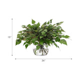 Create a luxurious atmosphere with this green Birch Leaf, housed in a glass vase. At 15", this piece captures the natural beauty of each petal, making it ideal for brightening up office desks or kitchen countertops. Admire the lifelike blooms and rich foliage, providing a timeless touch to your home's ambiance Amethyst Home provides interior design, new home construction design consulting, vintage area rugs, and lighting in the Salt Lake City metro area.