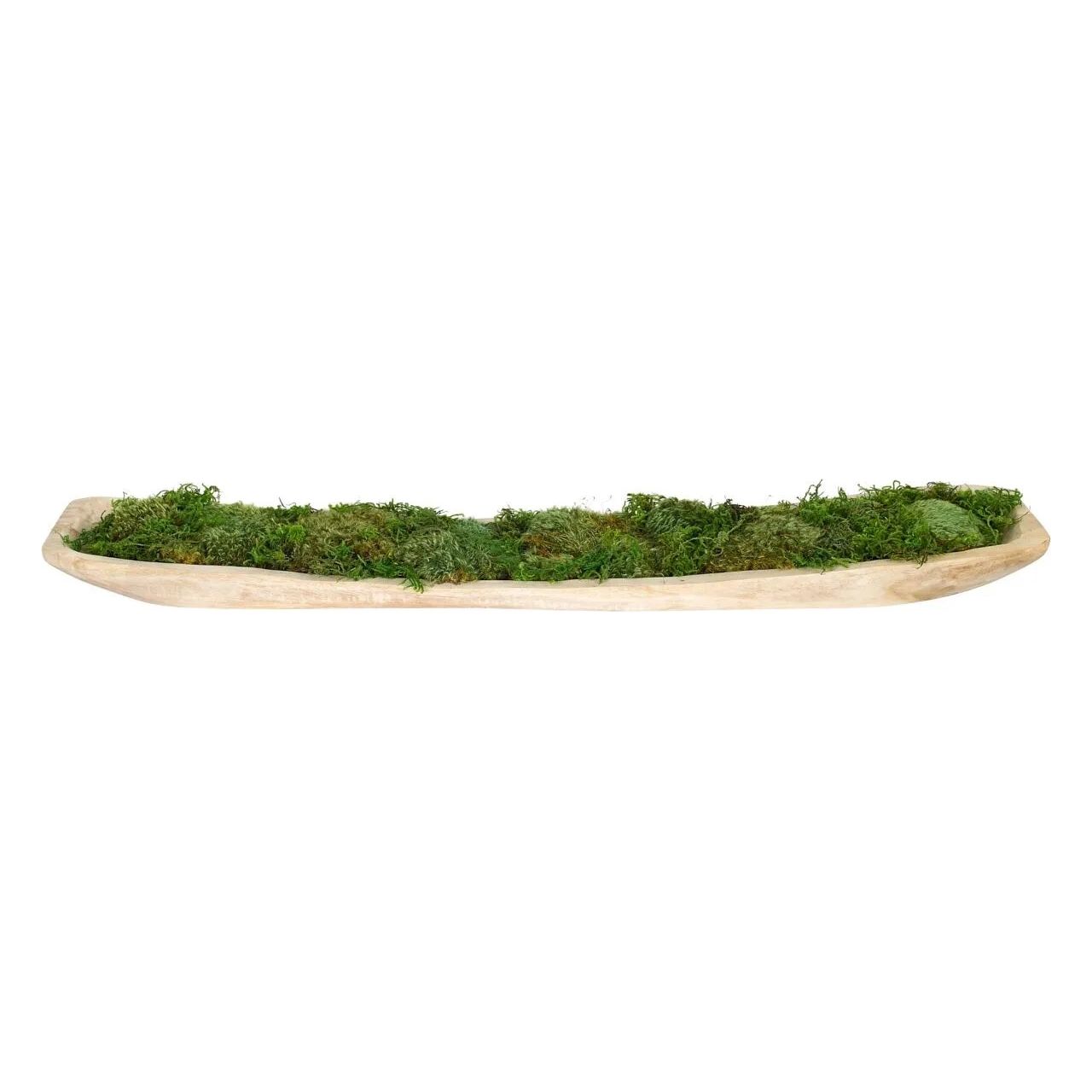 Create a luxurious atmosphere with this green Moss Mound, housed in a wood trough. Standing at 4", this lifelike faux design adds sophistication, perfect for a dining table centerpiece or console display. This piece brings everlasting elegance, staying vibrant for any occasion without the hassle of care Amethyst Home provides interior design, new home construction design consulting, vintage area rugs, and lighting in the Park City metro area.