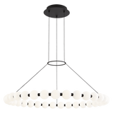 Featuring Orbet 36 Chandelier Nightshade Black by Visual Comfort at Amethyst Home. The Orbet 36 Chandelier by Sean Lavin is a modern upgrade to the classic ring design. Milk-glass orbs provide a soft diffused aesthetic for the integrated LEDs and are accented with metal spacers for a touch of contrast. This fixture is the perfect design for dining room, foyers, hospitality and m. Amethyst Home provides interior design, new construction, custom furniture, and area rugs in the Los Angeles metro area