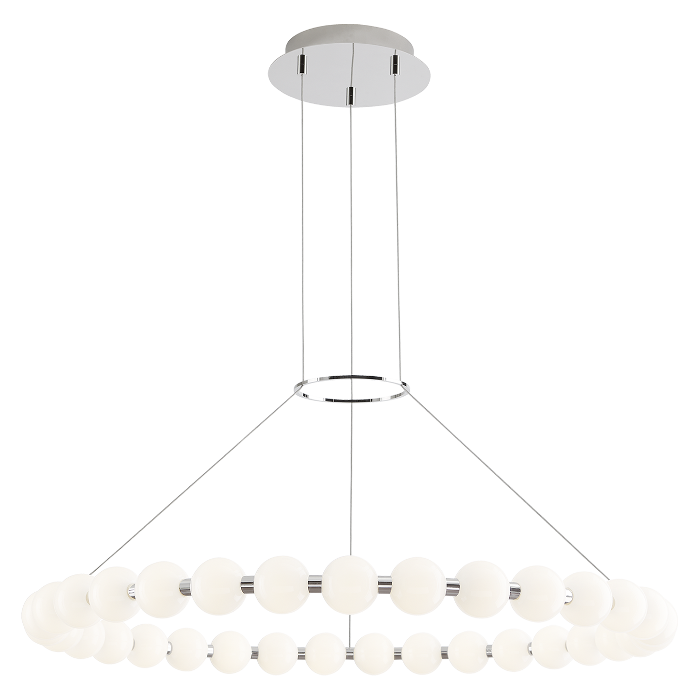 Featuring Orbet 36 Chandelier Polished Nickel by Visual Comfort at Amethyst Home. The Orbet 36 Chandelier by Sean Lavin is a modern upgrade to the classic ring design. Milk-glass orbs provide a soft diffused aesthetic for the integrated LEDs and are accented with metal spacers for a touch of contrast. This fixture is the perfect design for dining room, foyers, hospitality and mo. Amethyst Home provides interior design, new construction, custom furniture, and area rugs in the Kansas City metro area