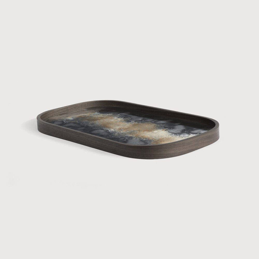 A subdued color palette meets captivating motifs inspired by nature and travel. This Black Organic glass valet tray experiments with the balance between rich patterns offset with muted tones, revealing the beauty behind the deceivingly ordinary subjects from which inspiration is drawn. In doing so, this collection captures the essence of timelessness.
Weight : 2 lb Dimensions: 9. Amethyst Home provides interior design, new construction, custom furniture, and area rugs in the Seattle metro area