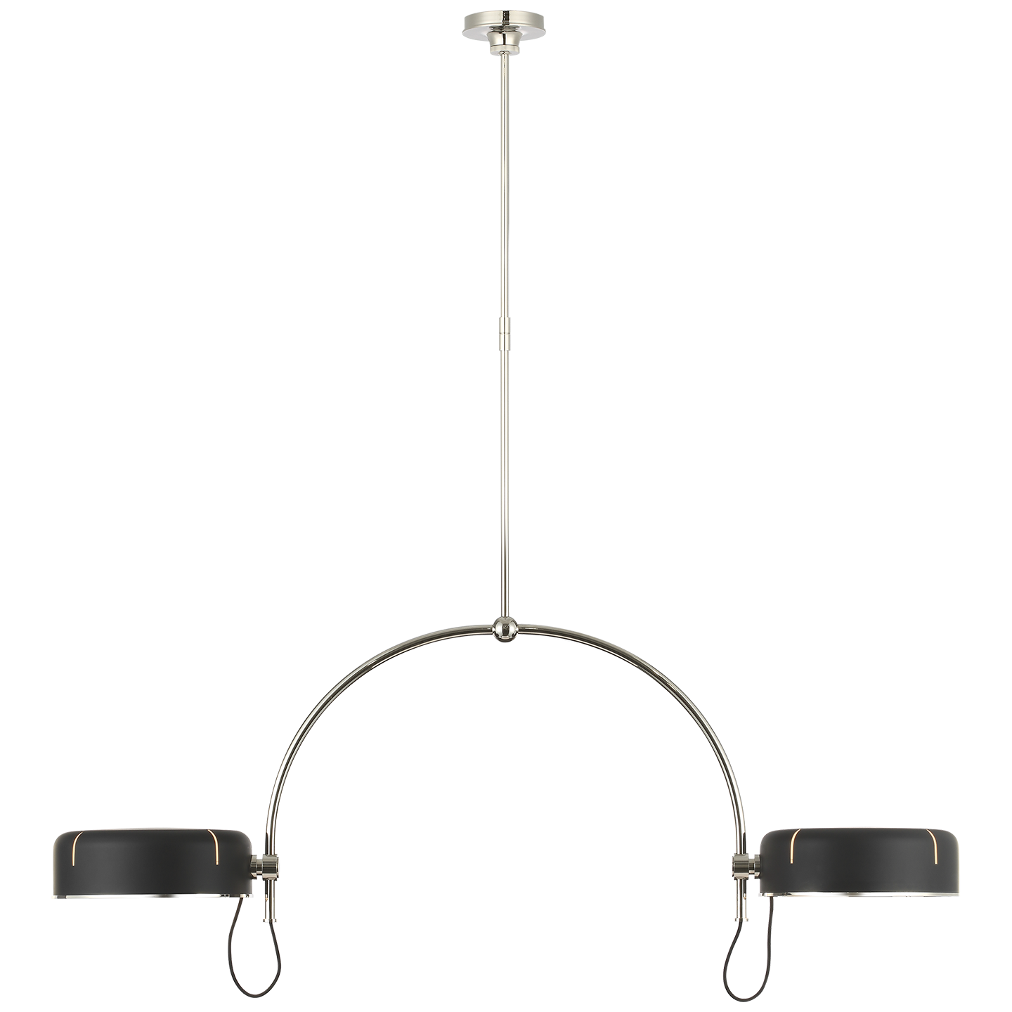 Featuring Oso 54" Linear Arched Pendant Polished Nickel by Visual Comfort at Amethyst Home. Introducing the Oso 54" Linear Arched Pendant in Polished Nickel. This exquisite pendant adds a touch of elegance and sophistication to any space. Its linear arched design creates a statement focal point while the polished nickel finish adds a touch of luxury. Elevate your decor with the Os. Amethyst Home provides interior design, new construction, custom furniture, and area rugs in the San Diego metro area