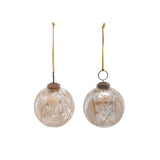 Painted Etched Mercury Glass Ball Ornament