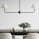 Featuring Piaf Large Two Light Linear Pendant Aged Iron and Ebonized Oak by Visual Comfort at Amethyst Home. With the Piaf, Thomas O'Brien explores clean shapes with an airy feel. Natural steel bars intersect with wooden and metal hubs accented by simple candles and white conical shades. The juxtaposition of classic, casual forms with modern details will lend itself effortlessly to a. Amethyst Home provides interior design, new construction, custom furniture, and area rugs in the Boston metro area