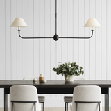 Featuring Piaf Large Two Light Linear Pendant Aged Iron and Ebonized Oak by Visual Comfort at Amethyst Home. With the Piaf, Thomas O'Brien explores clean shapes with an airy feel. Natural steel bars intersect with wooden and metal hubs accented by simple candles and white conical shades. The juxtaposition of classic, casual forms with modern details will lend itself effortles. Amethyst Home provides interior design, new construction, custom furniture, and area rugs in the Salt Lake City metro area