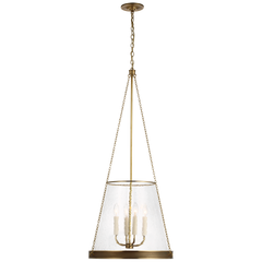 Featuring Reese 18" Pendant Soft Brass by Visual Comfort at Amethyst Home. The Reese by Marie Flanigan strikes an impressive silhouette with clean lines and vintage sophistication. Available as a globe pendant in restoration glass or a conical pendant in glass or linen, the design is supported by elegant metalwork in a variety of finishes. Singular or multiple pendants will cast warm . Amethyst Home provides interior design, new construction, custom furniture, and area rugs in the Tampa metro area