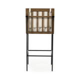 Fall in love with the back detailing of the Ross -- and stay for the comfort.  Beautiful iron base and wood details make this an unforgettable stool.Materials: Solid Oak, Iron, 92% Pl, 8% Li Amethyst Home provides interior design, new home construction design consulting, vintage area rugs, and lighting in the Salt Lake City metro area.