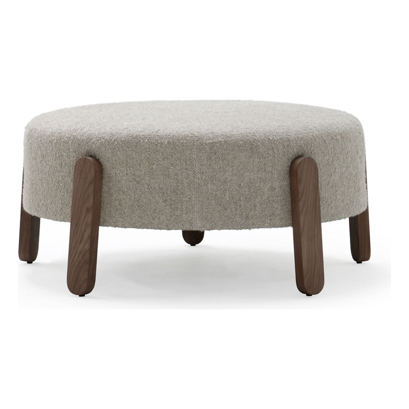 Not your ordinary coffee table -- the hand-crafted walnut legs and Belgian textile are sure to make a conversational piece.  Signature Verellen design. Amethyst Home provides interior design, new home construction design consulting, vintage area rugs, and lighting in the Houston metro area.
