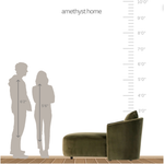 Thick, soft velvet and modern organic curves make this an unforgettable piece.  Perfect for a relaxing corner or pair together for the ultimate movie hangout.Overall Dimensions: 39.00"w x 58.50"d x 33.50"hWeight : 81.57 lbsMaterials : 76.8% Cotton, 23.2% Polyester, Pine Plywood, Solid Pine Amethyst Home provides interior design, new home construction design consulting, vintage area rugs, and lighting in the Seattle metro area.