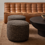 Sinclair Ivan Granite Round Ottoman | ready to ship!  (Lifestyle View)