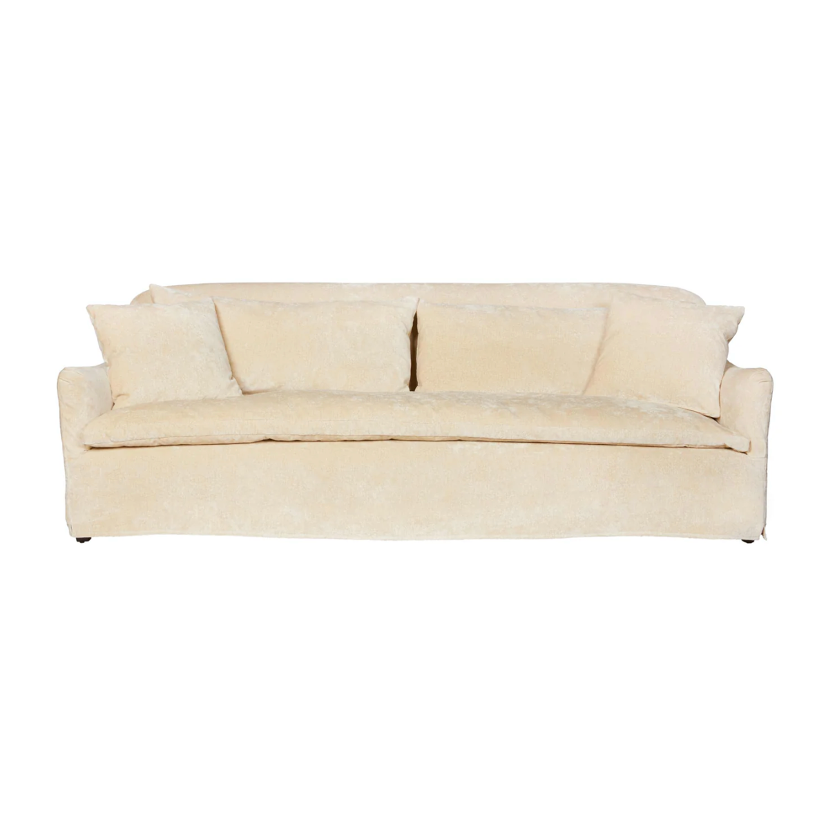 The Hazel Sofa effortlessly combines style and serenity in this unusual distressed, ivory velvet slipcover. This sofa is guaranteed to make your living room look comfortable and cozy. Ideal spot to catch a breath during your weekday rush, or to enjoy a movie marathon during your weekend lounging. Amethyst Home provides interior design, new home construction design consulting, vintage area rugs, and lighting in the Salt Lake City metro area.