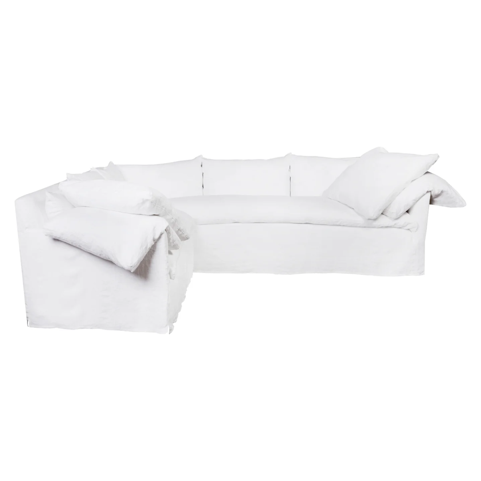 Wind down from a long day in this comfortable, easy-care slipcovered Donato Linen Slipcovered Sectional. This casual, chic sectional will bring the whole family together for years to come. Amethyst Home provides interior design, new home construction design consulting, vintage area rugs, and lighting in the Calabasas metro area.