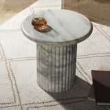 Oranda End Table - Polished White Marble - Polished White Marble w/ Sealant