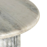 Oranda End Table - Polished White Marble - Polished White Marble w/ Sealant