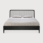 Featuring Spindle Oak Black Bed by Ethnicraft at Amethyst Home. The Spindle collection found its inspiration in the traditional spinning wheel and incorporates perfectly aligned spokes into the headboard. Slightly tapered legs and rounded edges add a soft, sensual quality to this beautiful bedroom collection.Overall Dimensions: 84" W x 80" L x 38.5" H Weight : 170 lbs84" W x 64.. Amethyst Home provides interior design, new construction, custom furniture, and area rugs in the Los Angeles metro area
