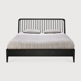 Featuring Spindle Oak Black Bed by Ethnicraft at Amethyst Home. The Spindle collection found its inspiration in the traditional spinning wheel and incorporates perfectly aligned spokes into the headboard. Slightly tapered legs and rounded edges add a soft, sensual quality to this beautiful bedroom collection.Overall Dimensions: 84" W x 80" L x 38.5" H Weight : 170 lbs84" W x 64.. Amethyst Home provides interior design, new construction, custom furniture, and area rugs in the Los Angeles metro area