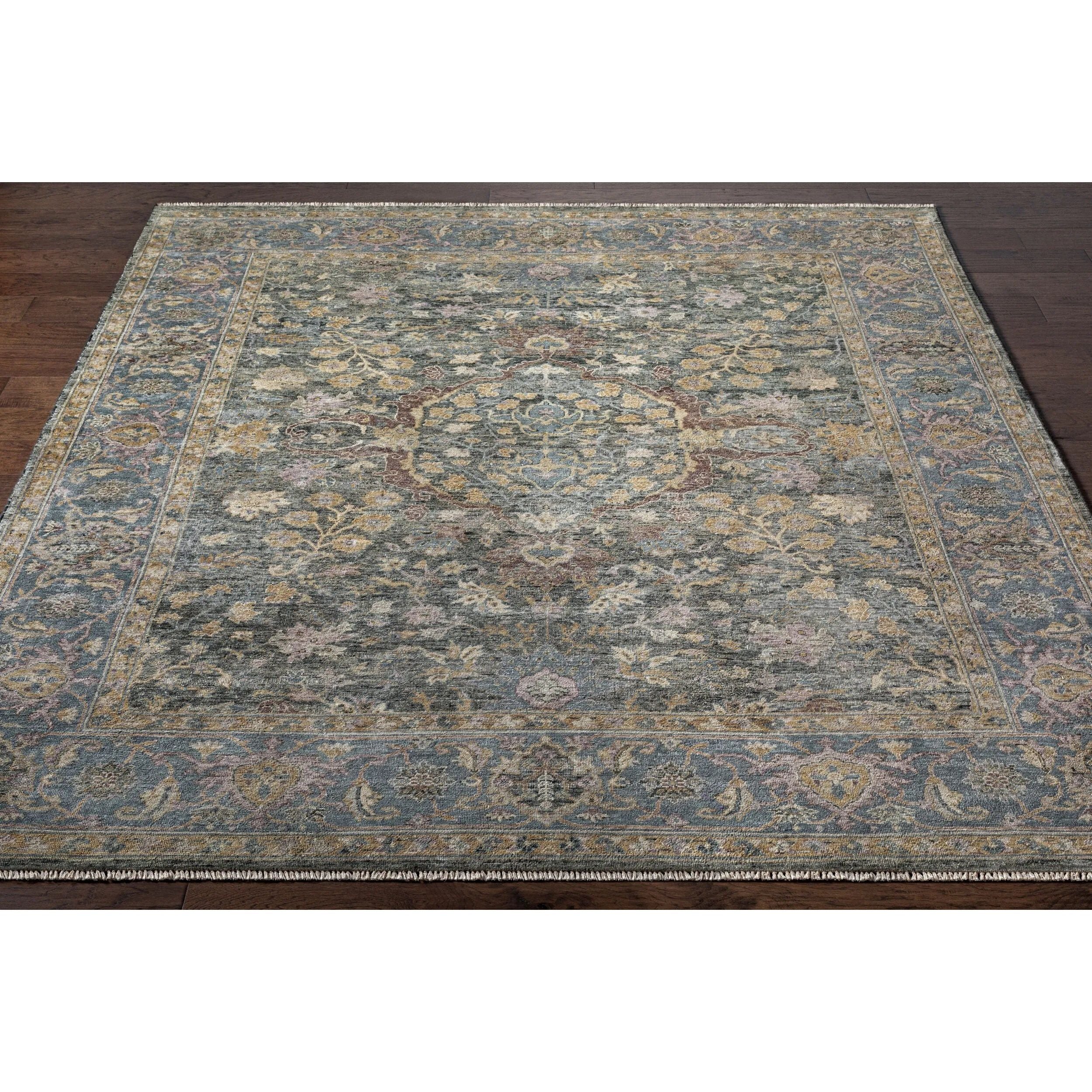 Featuring Anatolia Hand-Knotted Rug by Surya at Amethyst Home. Add a touch of classic style to your living space with this beautiful Anatolia Handmade Rug. This stunning rug features an updated traditional design, complete with a fringe for added elegance. Crafted from high pile wool for luxurious softness and warmth, it is hand knotted in India for supe. Amethyst Home provides interior design, new home construction design consulting, vintage area rugs, and lighting in the Laguna Beach metro area.