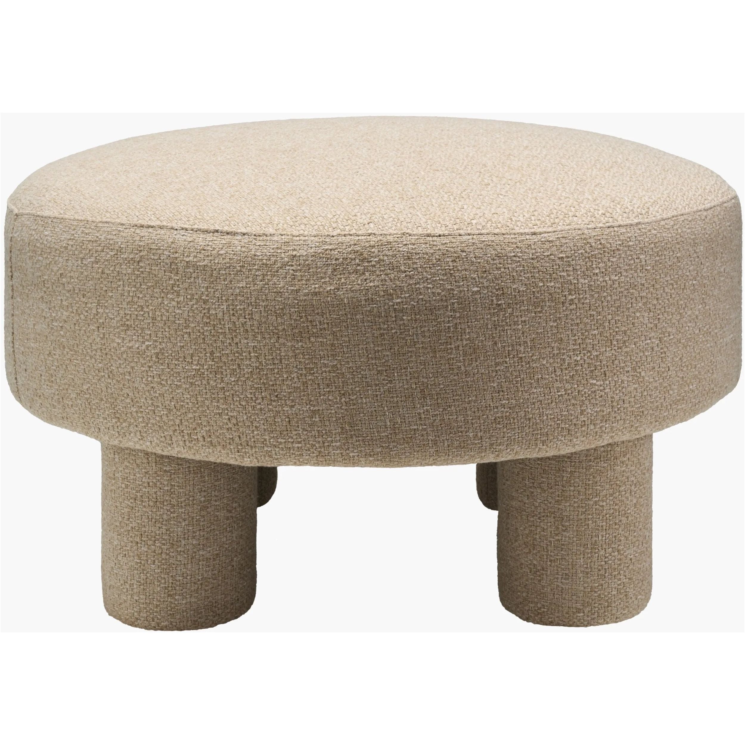 Featuring Welly Ottoman by Surya at Amethyst Home. Introducing the Welly Ottoman, a stunning addition to any living space. This piece is not only stylish but also sustainable, featuring upholstery made from recycled fabric and polyester. The sturdy plywood base ensures durability while the fill, a blend of 90% polyurethane foam and 10% Dacron, offers plush. Amethyst Home provides interior design, new home construction design consulting, vintage area rugs, and lighting in the Des Moines metro area.