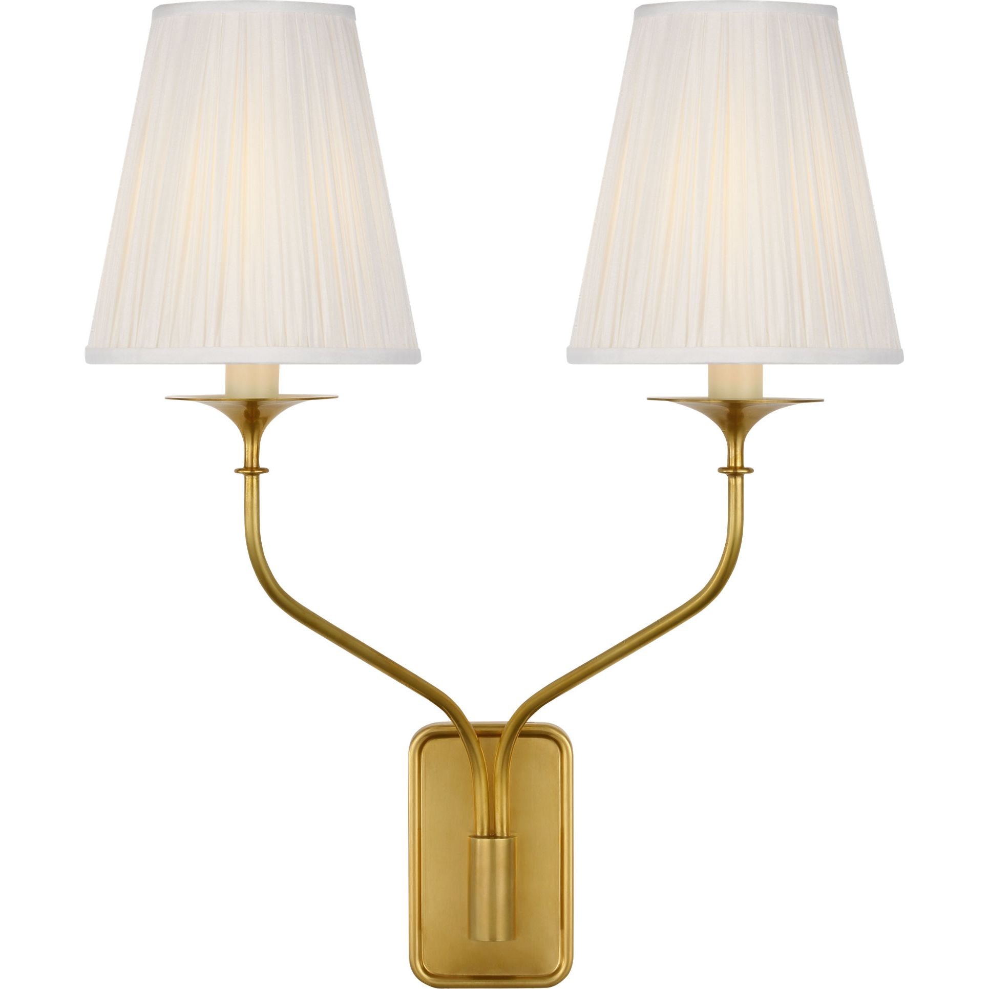 Hand-Rubbed Antique Brass with Silk Pleated Shades | shipping 12/10/2026